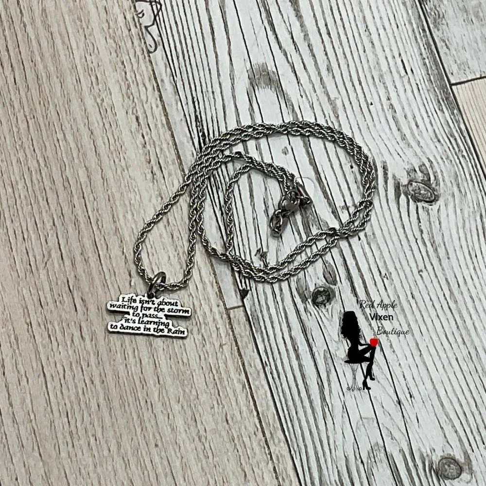 Life Isn't About Waiting For The Storm To Pass Single Charm Necklace - Picture 2 of 2